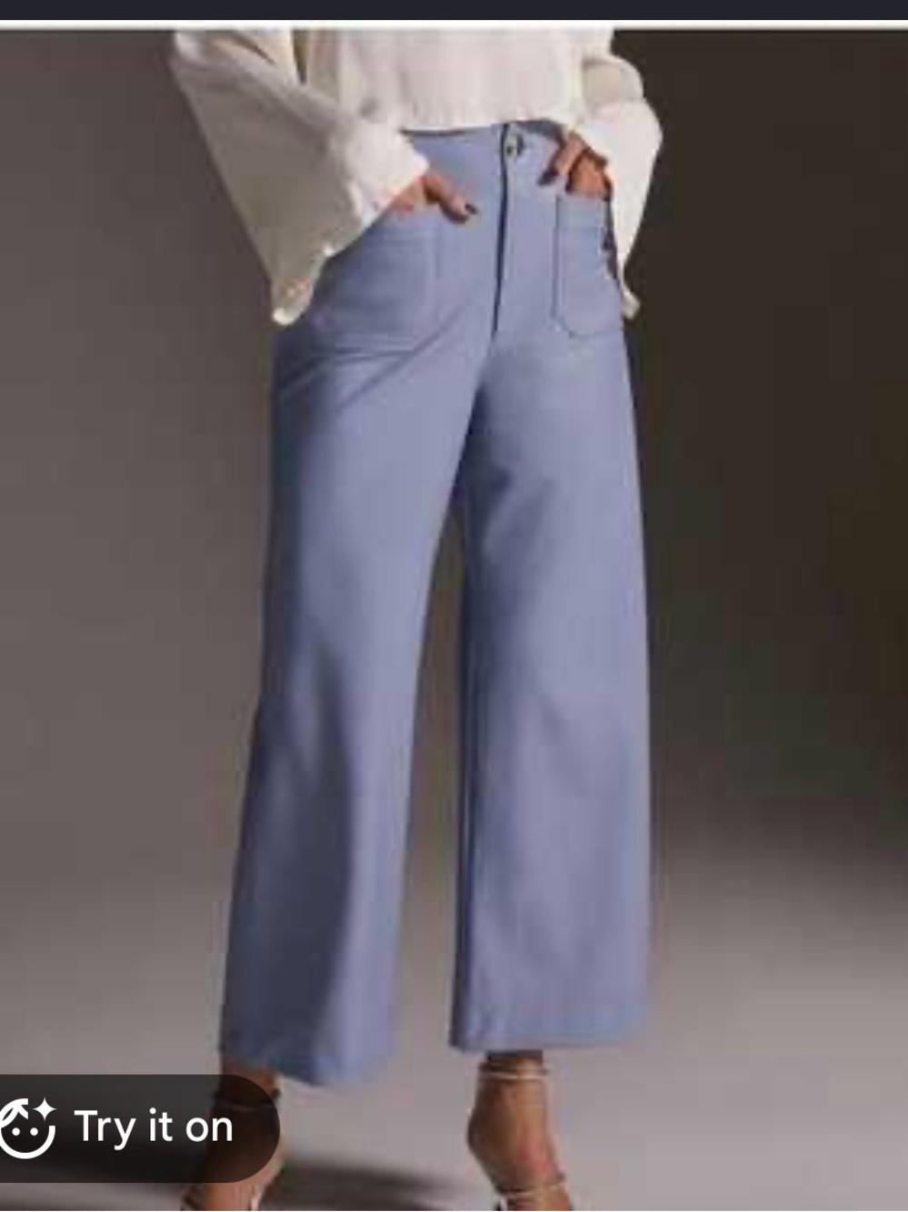 Maeve The Colette Wide Leg Crop Pants Periwinkle Linen Blend Size 30